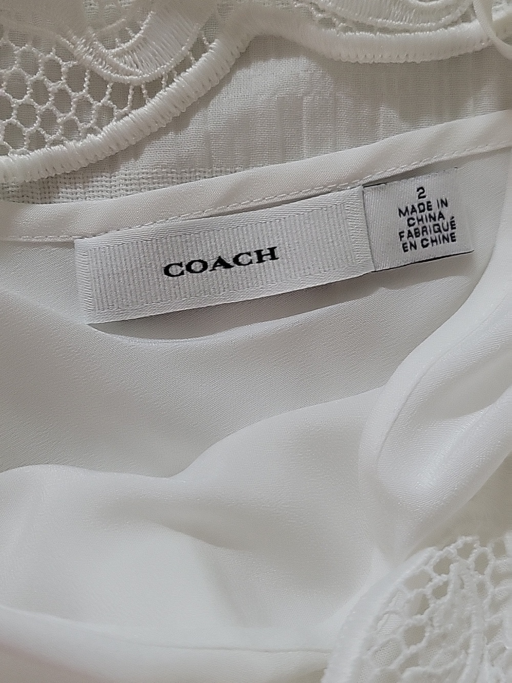 NWOT Coach 2 White Lace-Trim Cotton Midi Dress With Pockets - Picture 2 of 8